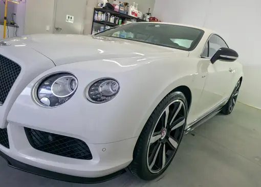 White Bentley Continental after a detail